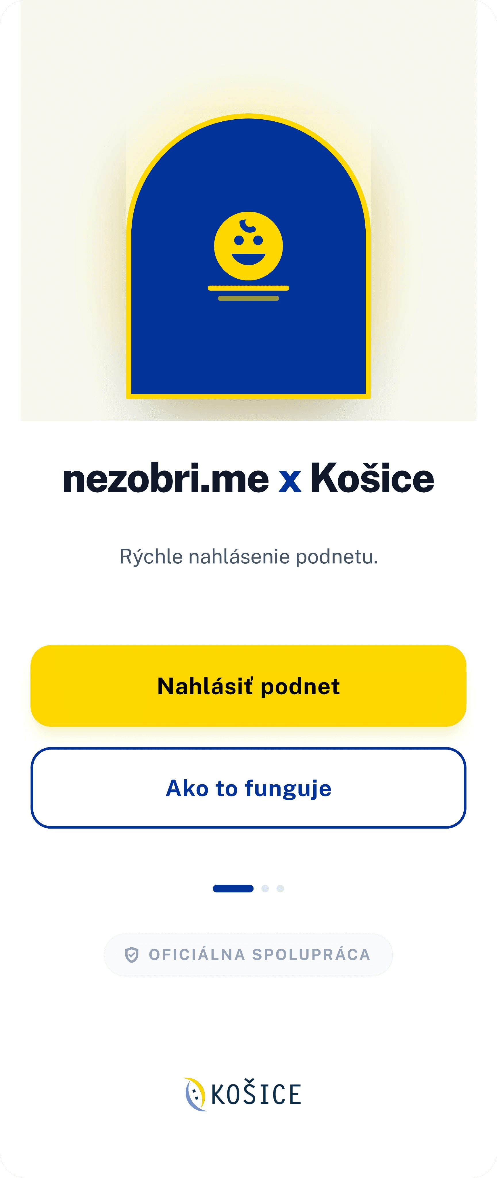 Úvod — obrazovka aplikácie Nezobri.me